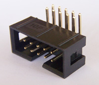 IDC Male connector (shrouded header), 10 pin, right angle leads